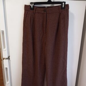 Frank & Oak Womens Brown Wood Gertrude Wideleg Pant Trouser size 8